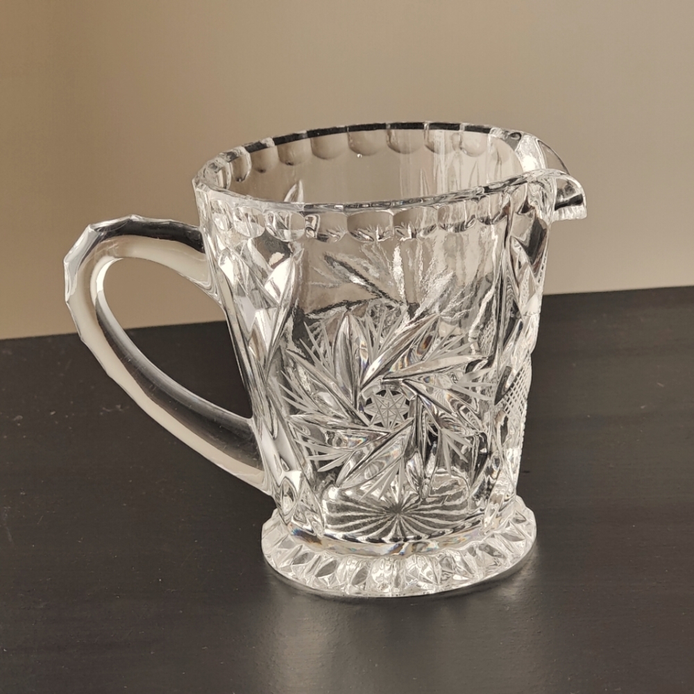 Vintage| Pinwheel cut Crystal Creamer Pitcher